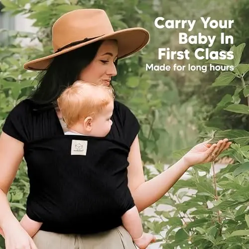 KeaBabies Baby Wrap Carrier - All in 1 Original Baby Carrier Newborn to Toddler Sling, Easy to Wear, Hands Free Bonding, Lightweight, Breathable Infant Wraps (Trendy Black) (Pack of 2) - 6