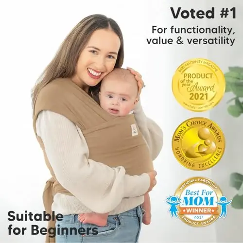 KeaBabies Baby Wrap Carrier - All in 1 Original Baby Carrier Newborn to Toddler Sling, Easy to Wear, Hands Free Bonding, Lightweight, Breathable Infant Wraps (Warm Hearth) - KEABABIES (1)