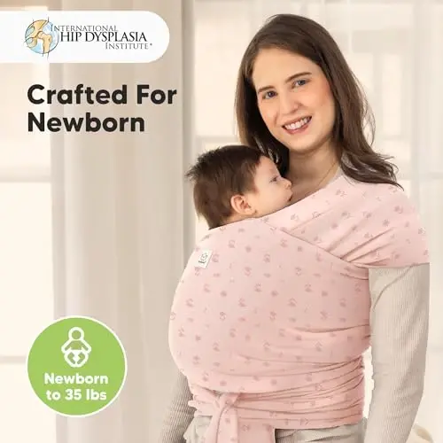 KeaBabies Baby Wrap Carrier - All in 1 Original Baby Carrier Yangi tug'ilgan chaqaloqdan boshlab kichkintoylargacha Sling, Kiyish oson, Qo'llarsiz bog'lanish, Yengil, Nafas oladigan chaqaloq o'rashlari (Pushti ромашки) - 2