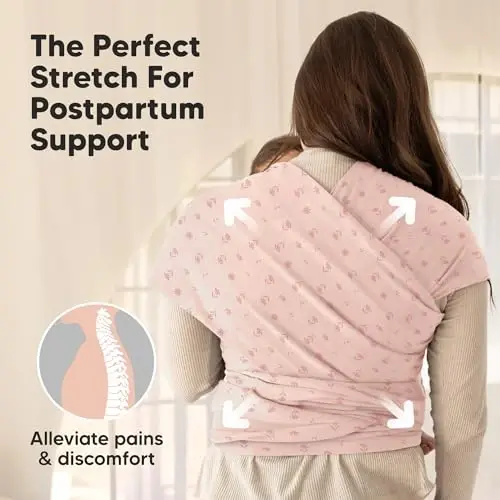 KeaBabies Baby Wrap Carrier - All in 1 Original Baby Carrier Yangi tug'ilgan chaqaloqdan boshlab kichkintoylargacha Sling, Kiyish oson, Qo'llarsiz bog'lanish, Yengil, Nafas oladigan chaqaloq o'rashlari (Pushti ромашки) - 4