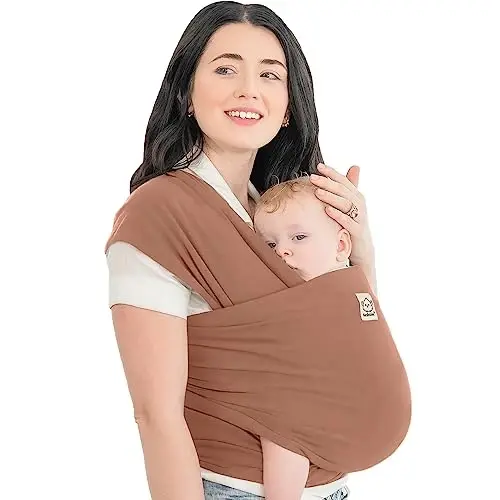 KeaBabies Baby Wrap Carrier - All in 1 Original Baby Carrier Yangi tug'ilgan chaqaloqdan kichkintoy Slinggacha, Kiyish oson, Qo'lsiz bog'lanish, Yengil, Nafas oladigan chaqaloq o'rashlari (Terracotta) - KEABABIES