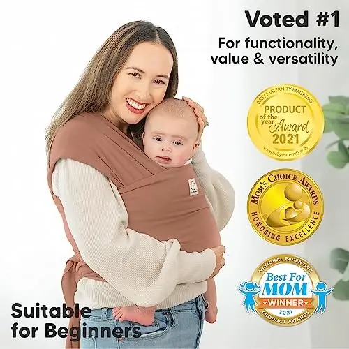KeaBabies Baby Wrap Carrier - All in 1 Original Baby Carrier Yangi tug'ilgan chaqaloqdan kichkintoy Slinggacha, Kiyish oson, Qo'lsiz bog'lanish, Yengil, Nafas oladigan chaqaloq o'rashlari (Terracotta) - 3