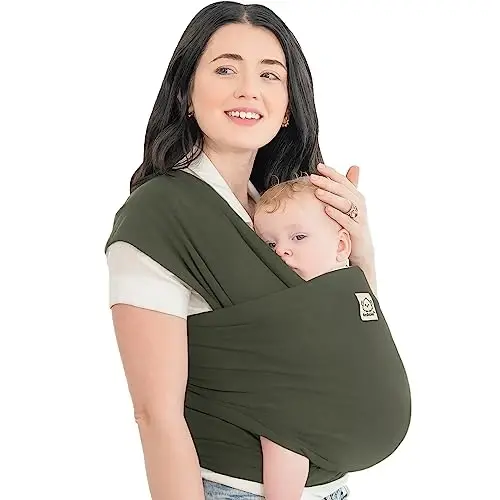 KeaBabies Baby Wrap Carrier - All in 1 Original Baby Carrier Yangi tug'ilgan chaqaloqdan kichkintoygacha Sling, Kiyish oson, Qo'llarsiz bog'lanish, Yengil, Nafas oladigan chaqaloq o'ramlari (O'rmon) - 4