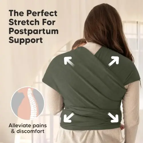 KeaBabies Baby Wrap Carrier - All in 1 Original Baby Carrier Yangi tug'ilgan chaqaloqdan kichkintoygacha Sling, Kiyish oson, Qo'llarsiz bog'lanish, Yengil, Nafas oladigan chaqaloq o'ramlari (O'rmon) - 4