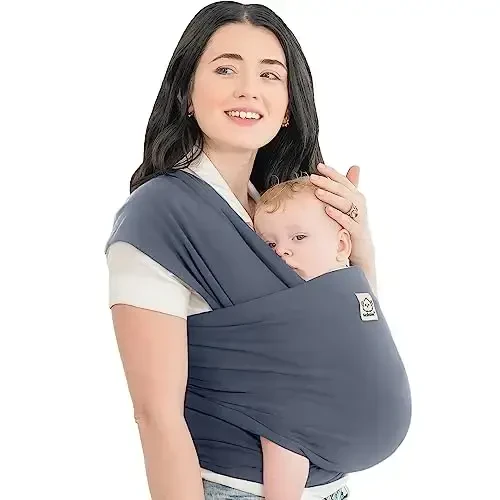 KeaBabies Baby Wrap Carrier - All in 1 Original Baby Carrier Yangi tug'ilgan chaqaloqdan kichkintoygacha Sling, Kiyish oson, Qo'lsiz bog'lanish, Yengil, Nafas oladigan chaqaloq o'rashlari (Raven) - KEABABIES