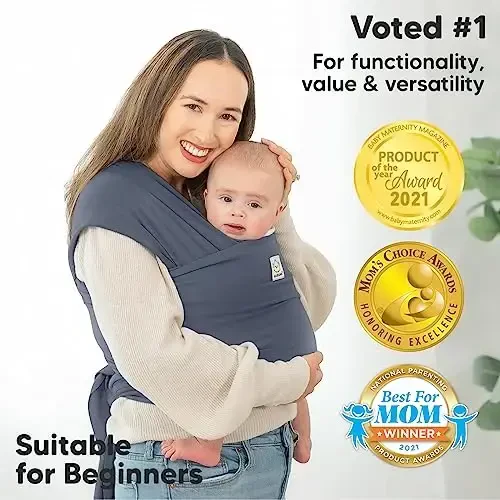 KeaBabies Baby Wrap Carrier - All in 1 Original Baby Carrier Yangi tug'ilgan chaqaloqdan kichkintoygacha Sling, Kiyish oson, Qo'lsiz bog'lanish, Yengil, Nafas oladigan chaqaloq o'rashlari (Raven) - 3