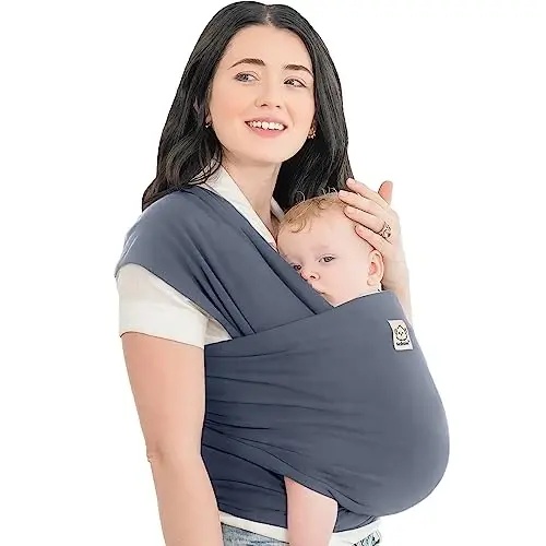 KeaBabies Baby Wrap Carrier - All in 1 Original Baby Carrier Yangi tug'ilgan chaqaloqdan kichkintoygacha Sling, Kiyish oson, Qo'lsiz bog'lanish, Yengil, Nafas oladigan chaqaloq o'rashlari (Raven) - KEABABIES