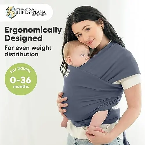 KeaBabies Baby Wrap Carrier - All in 1 Original Baby Carrier Yangi tug'ilgan chaqaloqdan kichkintoygacha Sling, Kiyish oson, Qo'lsiz bog'lanish, Yengil, Nafas oladigan chaqaloq o'rashlari (Raven) - 2
