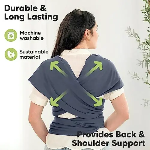 KeaBabies Baby Wrap Carrier - All in 1 Original Baby Carrier Yangi tug'ilgan chaqaloqdan kichkintoygacha Sling, Kiyish oson, Qo'lsiz bog'lanish, Yengil, Nafas oladigan chaqaloq o'rashlari (Raven) - 5