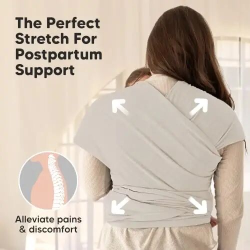 KeaBabies Baby Wrap Carrier - All in 1 Original Baby Carrier Newborn to Toddler Sling, Easy to Wear, Hands Free Bonding, Lightweight, Breathable Infant Wraps (Stone Gray) - 4