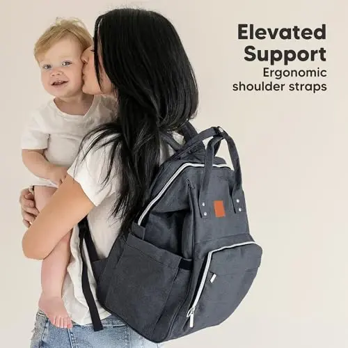 KeaBabies Baby Diaper Bag Backpack - Large Baby Bag for Boys, Girls, Waterproof Multi Function Travel Diaper Backpack with Changing Pad, Durable Travel Essentials for Moms and Dads (Mystic Gray) - 6
