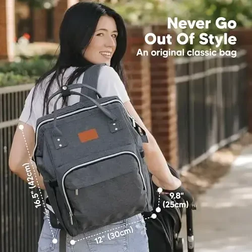 KeaBabies Baby Diaper Bag Backpack - Large Baby Bag for Boys, Girls, Waterproof Multi Function Travel Diaper Backpack with Changing Pad, Durable Travel Essentials for Moms and Dads (Mystic Gray) - KeaBabies (1)