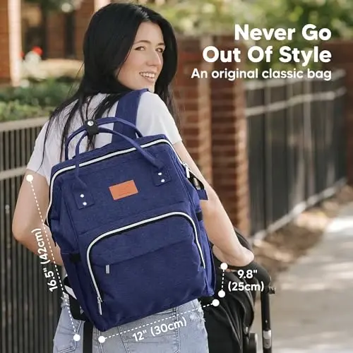 KeaBabies Baby Diaper Bag Backpack - Large Baby Bag for Boys, Girls, Waterproof Multi Function Travel Diaper Backpack with Changing Pad, Durable Travel Essentials for Moms and Dads (Marine Blue) - 2