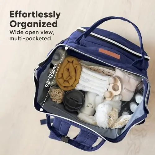 KeaBabies Baby Diaper Bag Backpack - Large Baby Bag for Boys, Girls, Waterproof Multi Function Travel Diaper Backpack with Changing Pad, Durable Travel Essentials for Moms and Dads (Marine Blue) - 3