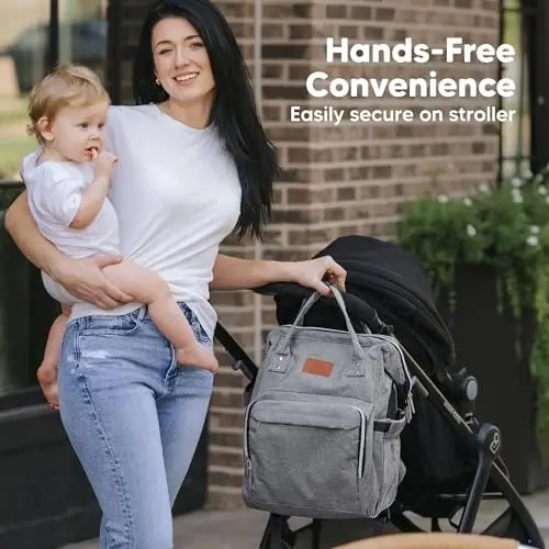 KeaBabies Baby Diaper Bag Backpack - Large Baby Bag for Boys, Girls, Waterproof Multi Function Travel Diaper Backpack with Changing Pad, Durable Travel Essentials for Moms and Dads (Classic Gray) - 6