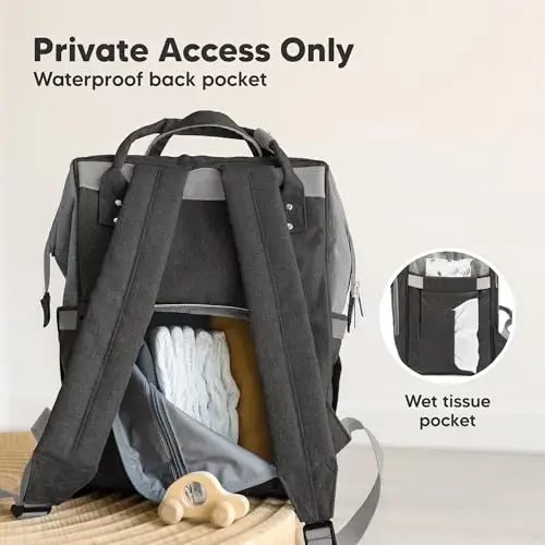 KeaBabies Baby Diaper Bag Backpack - Large Baby Bag for Boys, Girls, Waterproof Multi Function Travel Diaper Backpack with Changing Pad, Durable Travel Essentials for Moms and Dads (Graphite) - 5