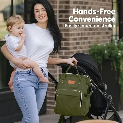 KeaBabies Baby Diaper Bag Backpack - Large Baby Bag for Boys, Girls, Waterproof Multi Function Travel Diaper Backpack with Changing Pad, Durable Travel Essentials for Moms and Dads (Coffee Brown) - 2