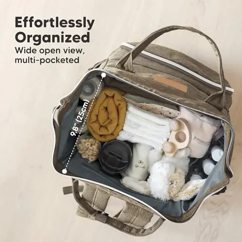 KeaBabies Baby Diaper Bag Backpack - Large Baby Bag for Boys, Girls, Waterproof Multi Function Travel Diaper Backpack with Changing Pad, Durable Travel Essentials for Moms and Dads (Coffee Brown) - 4