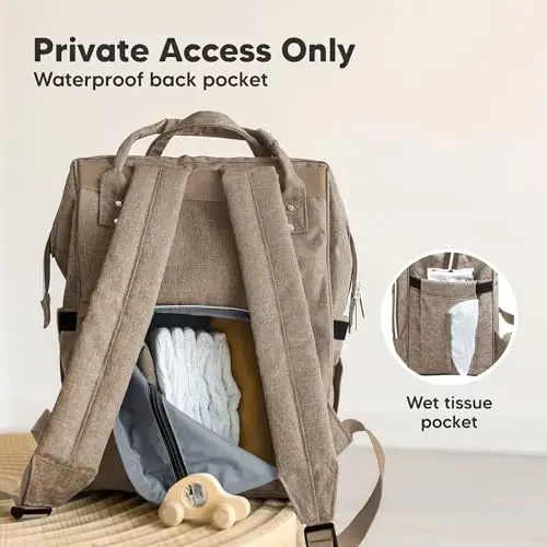 KeaBabies Baby Diaper Bag Backpack - Large Baby Bag for Boys, Girls, Waterproof Multi Function Travel Diaper Backpack with Changing Pad, Durable Travel Essentials for Moms and Dads (Coffee Brown) - 6