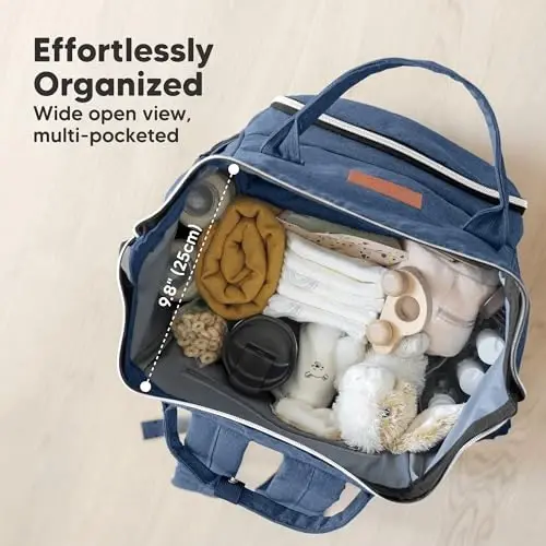 KeaBabies Baby Diaper Bag Backpack - Large Baby Bag for Boys, Girls, Waterproof Multi Function Travel Diaper Backpack with Changing Pad, Durable Travel Essentials for Moms and Dads (Navy Blue) - 3