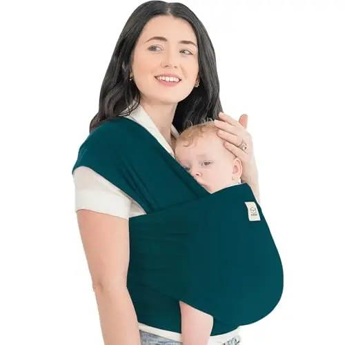 KeaBabies Baby Wrap Carrier - All in 1 Original Baby Carrier Newborn to Toddler Sling, Easy to Wear, Hands Free Bonding, Lightweight, Breathable Infant Wraps (Peacock Blue) 
