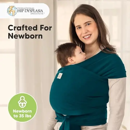 KeaBabies Baby Wrap Carrier - All in 1 Original Baby Carrier Newborn to Toddler Sling, Easy to Wear, Hands Free Bonding, Lightweight, Breathable Infant Wraps (Peacock Blue) - KEABABIES (1)