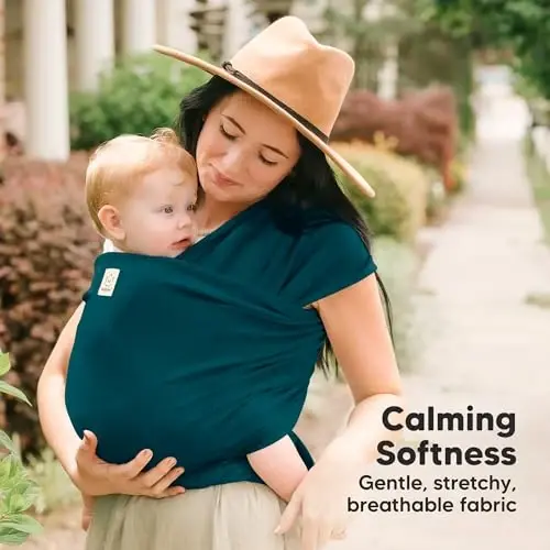 KeaBabies Baby Wrap Carrier - All in 1 Original Baby Carrier Newborn to Toddler Sling, Easy to Wear, Hands Free Bonding, Lightweight, Breathable Infant Wraps (Peacock Blue) - 3
