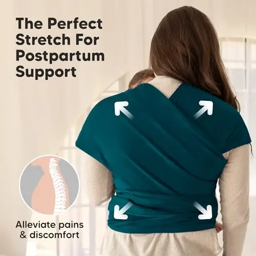 KeaBabies Baby Wrap Carrier - All in 1 Original Baby Carrier Newborn to Toddler Sling, Easy to Wear, Hands Free Bonding, Lightweight, Breathable Infant Wraps (Peacock Blue) - 4
