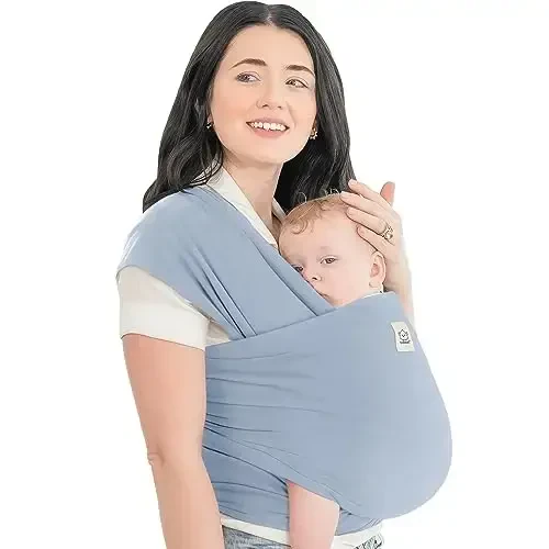 KeaBabies Baby Wrap Carrier - All in 1 Original Baby Carrier Newborn to Toddler Sling, Easy to Wear, Hands Free Bonding, Lightweight, Breathable Infant Wraps (Powder Blue) 