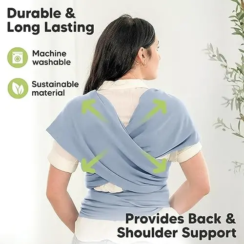 KeaBabies Baby Wrap Carrier - All in 1 Original Baby Carrier Newborn to Toddler Sling, Easy to Wear, Hands Free Bonding, Lightweight, Breathable Infant Wraps (Powder Blue) - 4