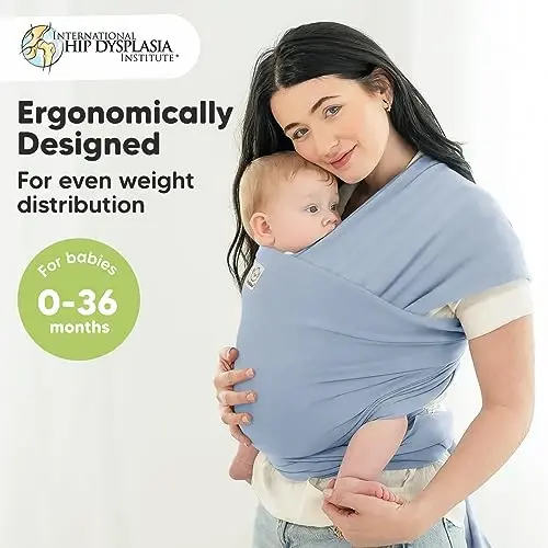 KeaBabies Baby Wrap Carrier - All in 1 Original Baby Carrier Newborn to Toddler Sling, Easy to Wear, Hands Free Bonding, Lightweight, Breathable Infant Wraps (Powder Blue) - KEABABIES (1)