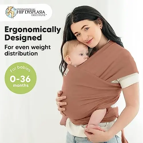 KeaBabies Baby Wrap Carrier - All in 1 Original Baby Carrier Newborn to Toddler Sling, Easy to Wear, Hands Free Bonding, Lightweight, Breathable Infant Wraps (Terracotta) - KEABABIES (1)