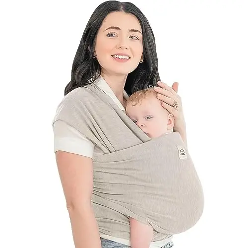 KeaBabies Baby Wrap Carrier - All in 1 Original Baby Carrier Newborn to Toddler Sling, Easy to Wear, Hands Free Bonding, Lightweight, Breathable Infant Wraps (Stone Gray) 
