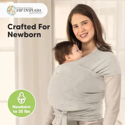 KeaBabies Bebek Kundak Taşıyıcı - 1 Arada Orijinal Bebek Taşıyıcı Yenidoğandan Yürüme Çağına Kadar Sling, Giymesi Kolay, Eller Serbest Bağlantı, Hafif, Nefes Alabilen Bebek Kundakları (Taş Grisi) 