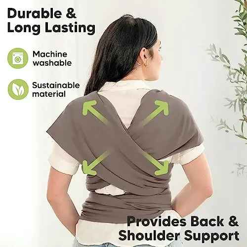 KeaBabies Baby Wrap Carrier - All in 1 Original Baby Carrier Newborn to Toddler Sling, Easy to Wear, Hands Free Bonding, Lightweight, Breathable Infant Wraps (Copper Gray) - 4