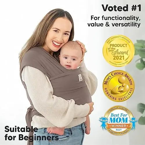 KeaBabies Baby Wrap Carrier - All in 1 Original Baby Carrier Newborn to Toddler Sling, Easy to Wear, Hands Free Bonding, Lightweight, Breathable Infant Wraps (Copper Gray) - 3