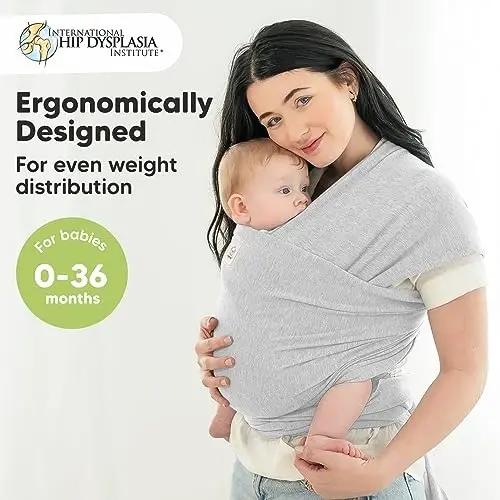 KeaBabies Baby Wrap Carrier - All in 1 Original Baby Carrier Newborn to Toddler Sling, Easy to Wear, Hands Free Bonding, Lightweight, Breathable Infant Wraps (Light Heather) - KEABABIES (1)