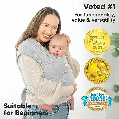KeaBabies Baby Wrap Carrier - All in 1 Original Baby Carrier Newborn to Toddler Sling, Easy to Wear, Hands Free Bonding, Lightweight, Breathable Infant Wraps (Light Heather) - 3