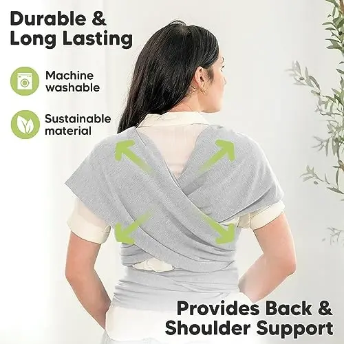 KeaBabies Baby Wrap Carrier - All in 1 Original Baby Carrier Newborn to Toddler Sling, Easy to Wear, Hands Free Bonding, Lightweight, Breathable Infant Wraps (Light Heather) - 4