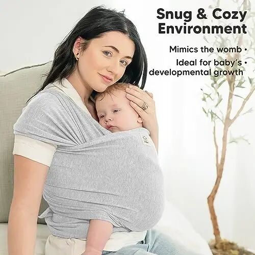 KeaBabies Baby Wrap Carrier - All in 1 Original Baby Carrier Newborn to Toddler Sling, Easy to Wear, Hands Free Bonding, Lightweight, Breathable Infant Wraps (Light Heather) 
