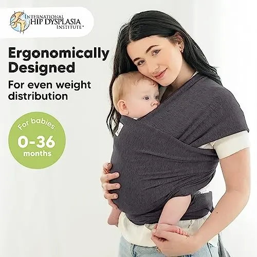 KeaBabies Baby Wrap Carrier, All in 1 Original Baby Carrier (Mystic Gray) | Newborn to Toddler Sling, Easy to Wear, Hands Free Bonding, Lightweight, Breathable Infant Wraps - 2