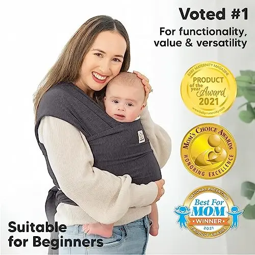 KeaBabies Baby Wrap Carrier, All in 1 Original Baby Carrier (Mystic Gray) | Newborn to Toddler Sling, Easy to Wear, Hands Free Bonding, Lightweight, Breathable Infant Wraps - 3