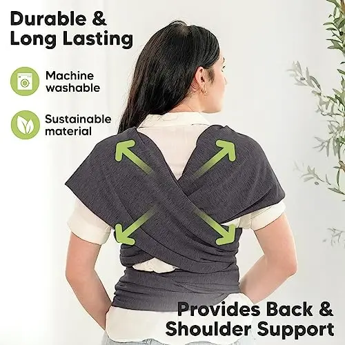 KeaBabies Baby Wrap Carrier, All in 1 Original Baby Carrier (Mystic Gray) | Newborn to Toddler Sling, Easy to Wear, Hands Free Bonding, Lightweight, Breathable Infant Wraps - 4