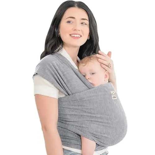 KeaBabies Baby Wrap Carrier - All in 1 Original Baby Carrier Newborn to Toddler Sling, Easy to Wear, Hands Free Bonding, Lightweight, Breathable Infant Wraps (Classic Gray) - 6