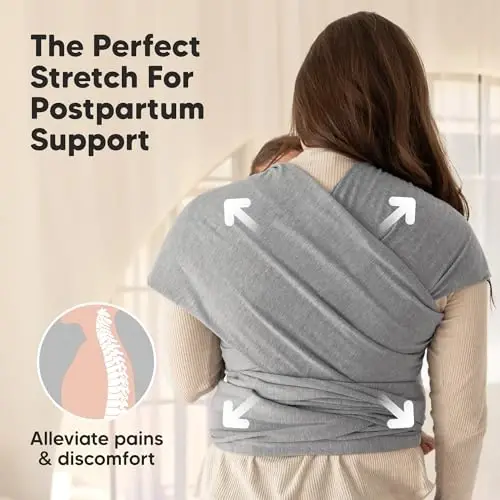 KeaBabies Baby Wrap Carrier - All in 1 Original Baby Carrier Newborn to Toddler Sling, Easy to Wear, Hands Free Bonding, Lightweight, Breathable Infant Wraps (Classic Gray) - 9