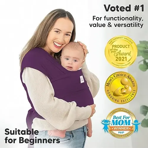 KeaBabies Baby Wrap Carrier - All in 1 Original Baby Carrier Newborn to Toddler Sling, Easy to Wear, Hands Free Bonding, Lightweight, Breathable Infant Wraps (Royal Purple) - 3