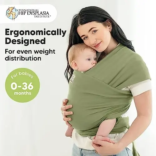 KeaBabies Baby Wrap Carrier, All in 1 Original Baby Carrier (Dusty Olive) | Newborn to Toddler Sling, Easy to Wear, Hands Free Bonding, Lightweight, Breathable Infant Wraps 