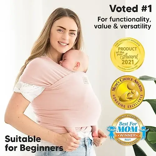 KeaBabies Baby Wrap Carrier - All in 1 Original Baby Carrier Newborn to Toddler Sling, Easy to Wear, Hands Free Bonding, Lightweight, Breathable Infant Wraps (Dusty Pink) - 3