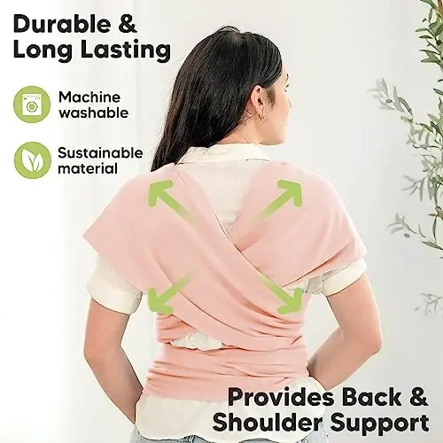 KeaBabies Baby Wrap Carrier - All in 1 Original Baby Carrier Newborn to Toddler Sling, Easy to Wear, Hands Free Bonding, Lightweight, Breathable Infant Wraps (Dusty Pink) - 4