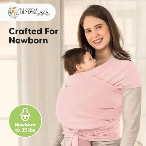 KeaBabies Bebek Wrap Taşıyıcı - 1 Arada Orijinal Bebek Taşıyıcı Yenidoğandan Yürüme Çağına Sling, Giymesi Kolay, Eller Serbest Bağlanma, Hafif, Nefes Alabilen Bebek Kundakları (Pudra Pembesi) 